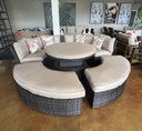 SET MEDIA LUNA SOFA Y BANCAS NAPOLI CAFE OSCURO COJINES BEIGE HAI18C151A-W-D-1 