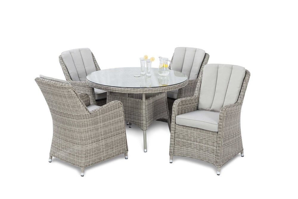 SET COMEDOR REDONDO 4 SILLAS OXFORD CAFE CLARO HAI24C035A-HH9692