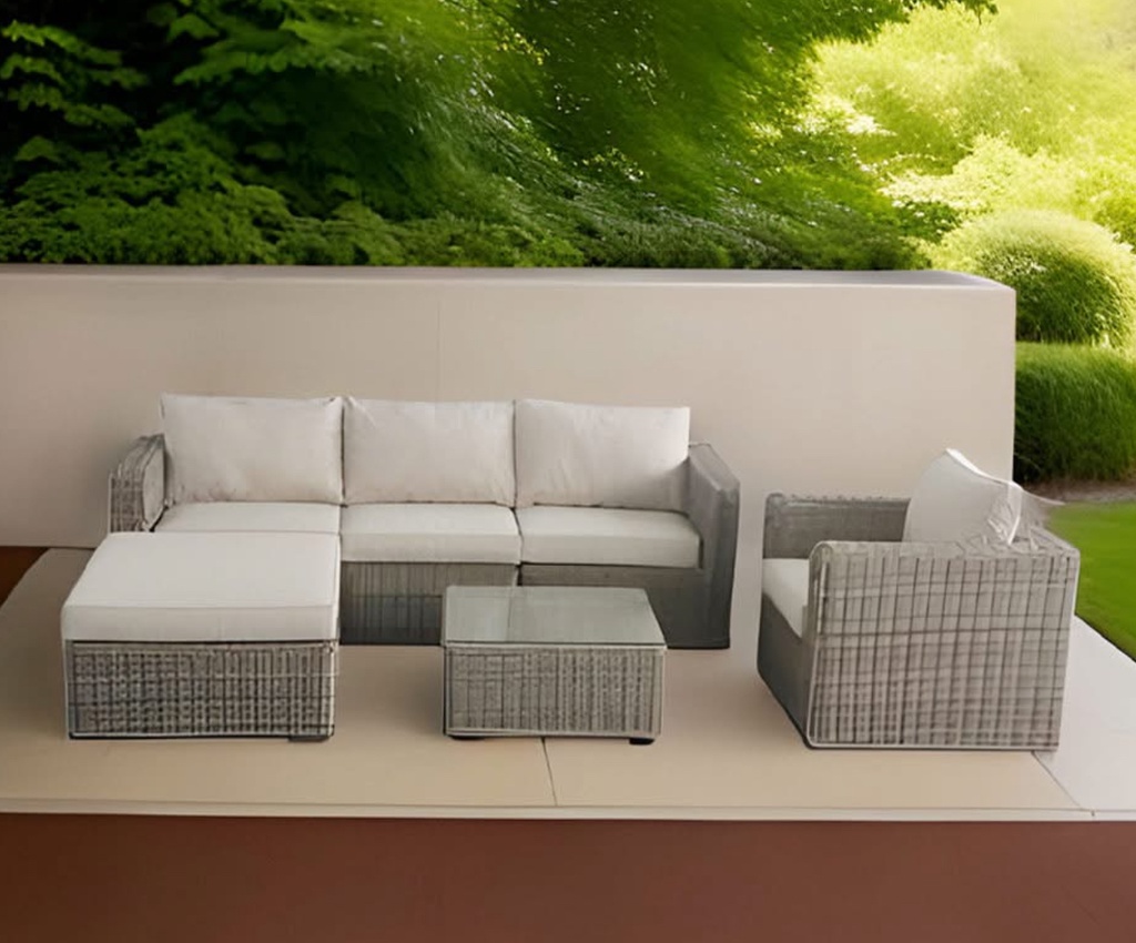 SET SOFA TRIPLE NAPOLI 1 SOFA INDIVIDUAL 1 OTOMANO MESA CENTRO CAFE CLARO HAI24C040A-HH9692