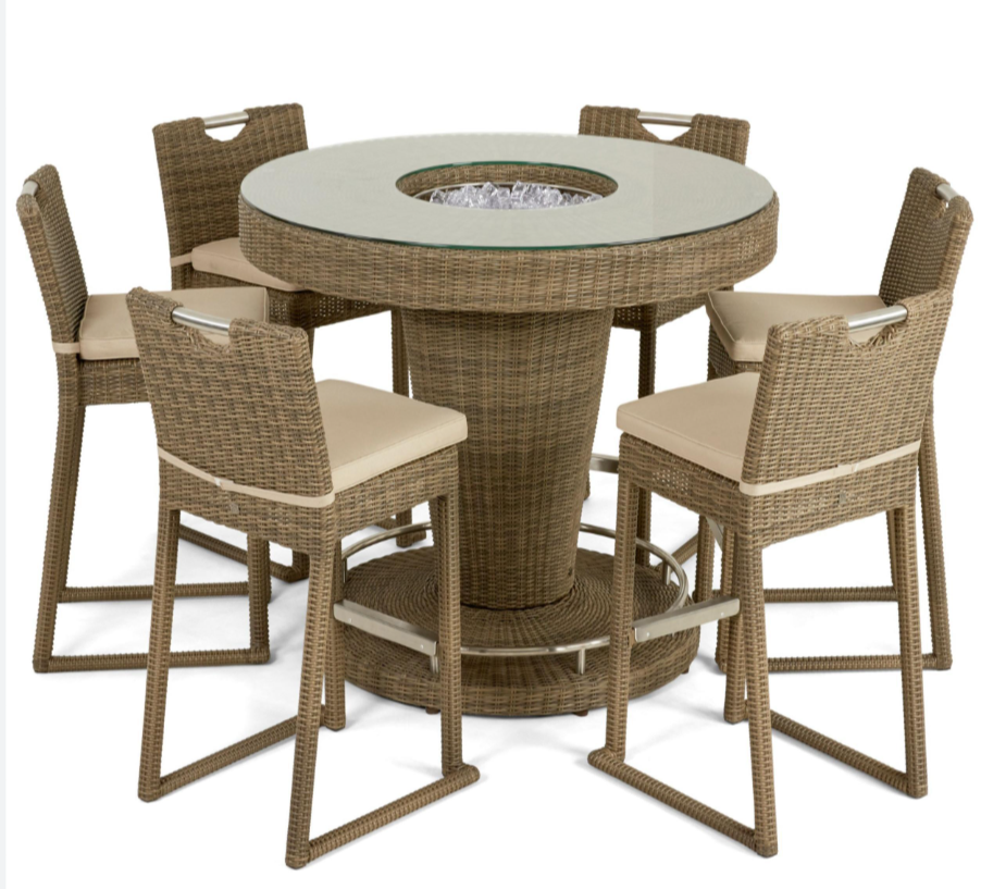 SET BAR NAPOLI MESA CON SEIS SILLAS CAFÉ CLARO HAI24C041A-HH9692