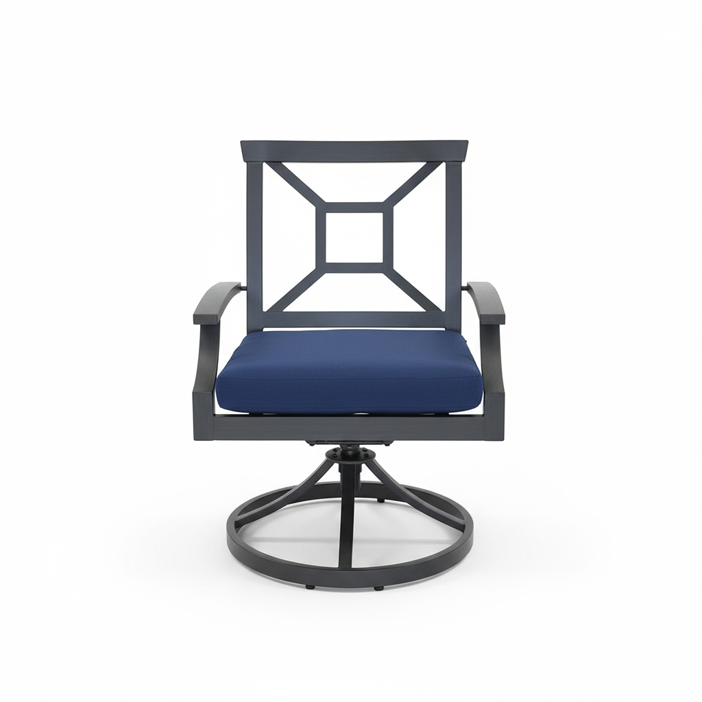 SILLA GIRATORIA MARTINIQUE GRIS COJIN AZUL HAI16C065A-V