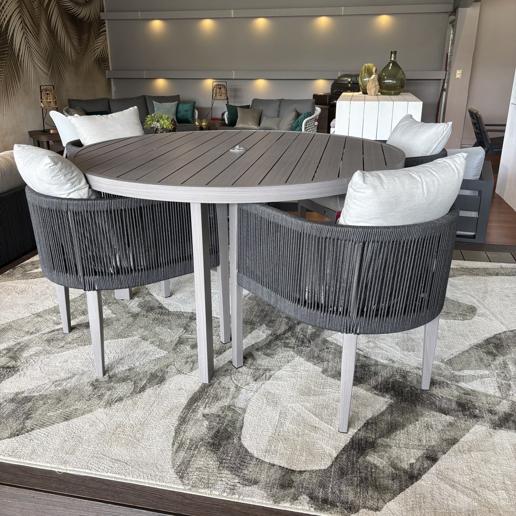 SET COMEDOR MESA MAUI REDONDA 4 SILLAS CON BRAZOS HAI23C176A-W