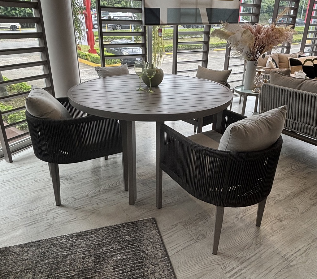 SET COMEDOR MESA REDONDA 4 SILLAS CON BRAZOS HAI23C176A-W