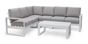 SOFA EN L MESA CENTRO ESTRUCTURA BLANCA COJINES GRIS HAI16C048ADLSKD
