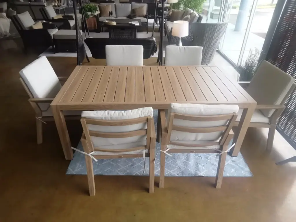 SET COMEDOR DIONE CON 6 SILLAS ACABADO TEAK HAI19T074-200100A-9966Y