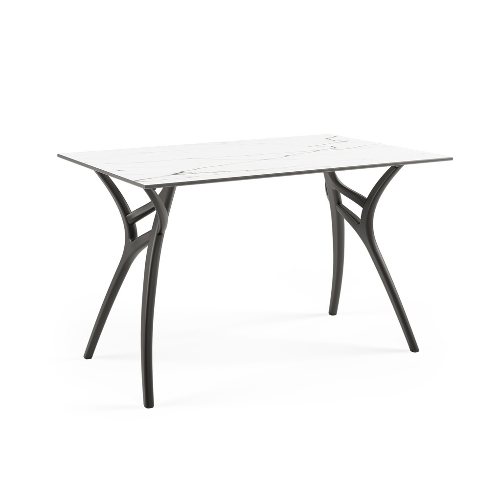 MESA COMEDOR IVY-L BASE NEGRA SOBRE BLANCO 77X120CM TILM-TA-IVY6-BLK-HPL1