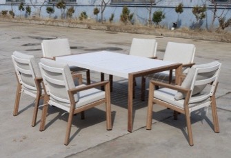 SET COMEDOR RECTANGULAR 6 SILLAS BLANCA HHAI19C075A-C -24T202