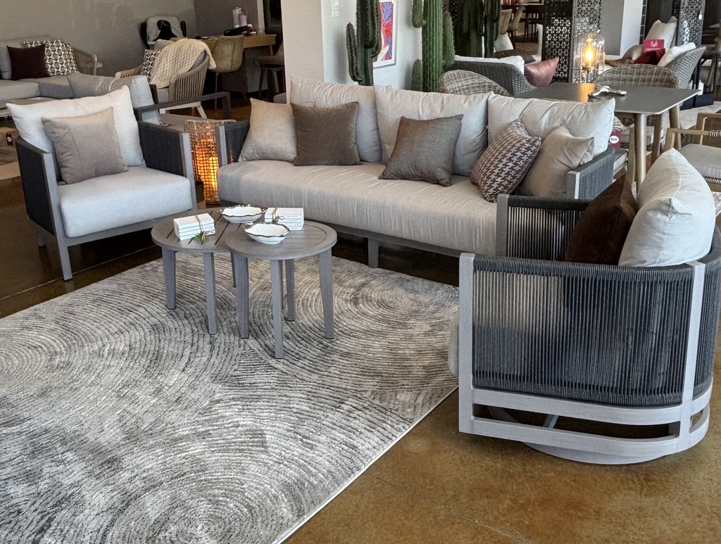 SET SOFA TRIPLE MAUI GRIS 2 SOFA GIRATORIO HAI23C071A