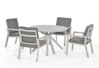 SET COMEDOR BLANCO REDONDO 4 SILLAS  HAI18T060-120RA