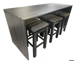 [BL5764] MESA BAR ABDONA GRIS CON 6 BANCOS CON COJÍN HAI19BT019-16085A-GREY