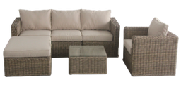 [BL6620] SET NAPOLI SOFA TRIPLE 1 SOFA INDIVIDUAL 1 OTOMANO MESA CENTRO CAFE OSCURO HAI24C040A-YH88214