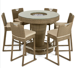 [BL6619] SET BAR NAPOLI MESA CON SEIS SILLAS CAFÉ CLARO HAI24C041A-HH9692