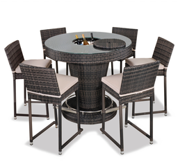 [BL6618] SET BAR MESA NAPOLI CON SEIS SILLAS CAFÉ MIXTO HAI24C041A-HH8974