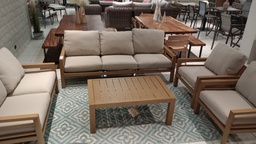 [BL6698] SETDIONE GRIS SOFATRIPLE  2SOFAS INDIVIDUALES 2 OTTOMAN 1 MESA CENTRO ACABADO TEAK HAI18C060A-CLB-KD