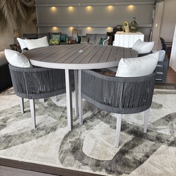 [BL7180] SET COMEDOR MESA MAUI REDONDA 4 SILLAS CON BRAZOS HAI23C176A-W