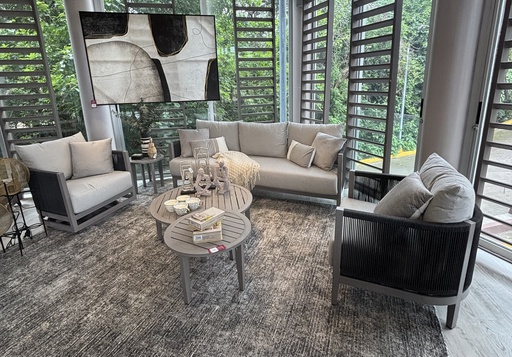 SET SOFA TRIPLE MAUI GRIS 1 SOFA INDIVIDUAL 1 GIRATORIO  2 MESAS CENTRO Y MESA LATERAL HAI23C071A