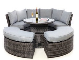 [BL7354] SET MEDIA LUNA SOFA Y BANCAS NAPOLI GRIS COJINES GRIS HAI18C151A-W-O-1 