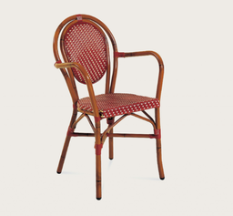 [BL7358] SILLA PARIS 8 ROJO CON BRAZOS BROWN RATTAN J5AC3508N04RAT