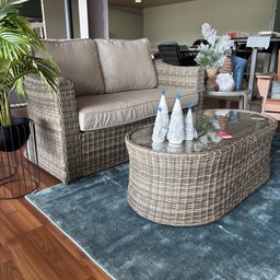 [BL7378] SOFA DOBLE CON MESA CENTRO CAFE CLARO HAI24C38A-HH9692