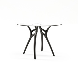 [BL7405] MESA COMEDOR IVY-L BASE NEGRA SOBRE BLANCO Ø77 TILM-TA-IVY1-BLK-HPL1