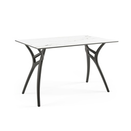 [BL7404] MESA COMEDOR IVY-L BASE NEGRA SOBRE BLANCO 77X120CM TILM-TA-IVY6-BLK-HPL1