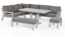 [BL7607] SET SOFA EN L DIONE 1 MESA ALTA 1 OTTOMANO 1 BANCA BLANCO HAI18C060A-LS-D-KD